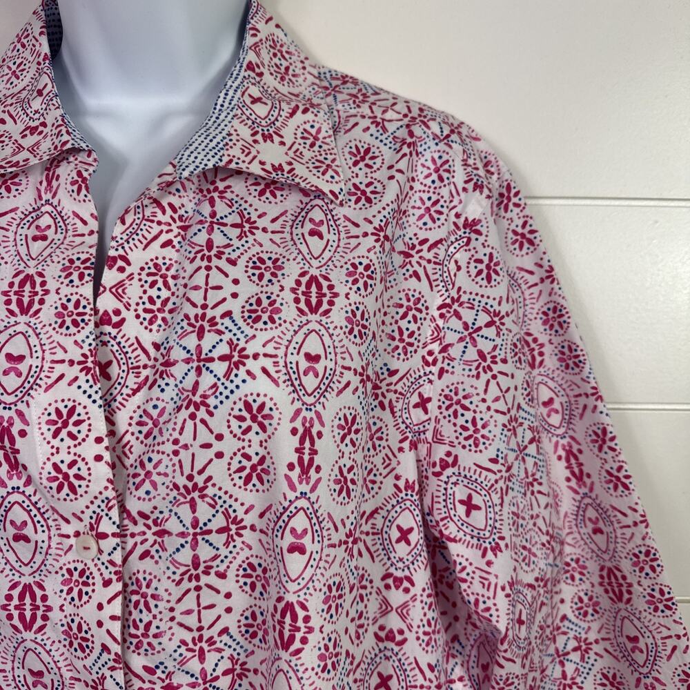 Foxcroft Pattern Easy Care Button Front Shirt Whi… - image 3